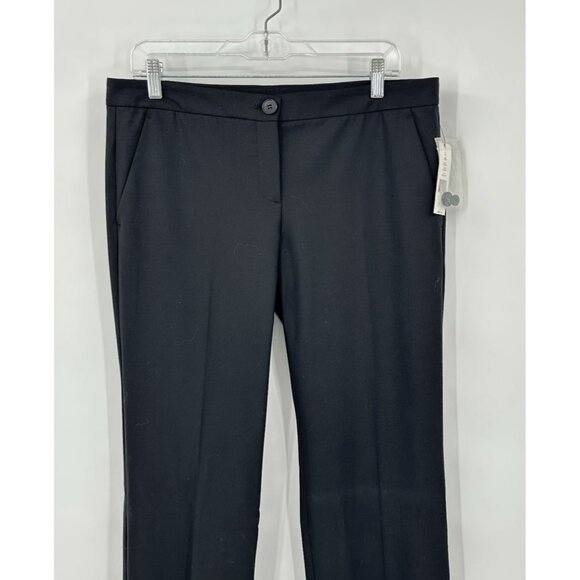 NEW THEORY rosel tailor pants trousers mid rise straight leg wool crepe black 10 - Picture 4 of 8